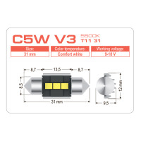 LED лампа AMS VISION C5W V3 T11 31 5500K